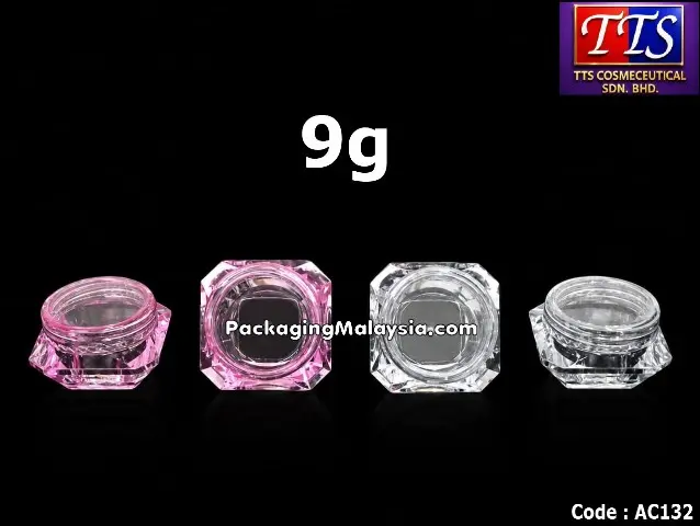 AC132 bekas kosmetik 9g lutsinar dan pink lutsinar