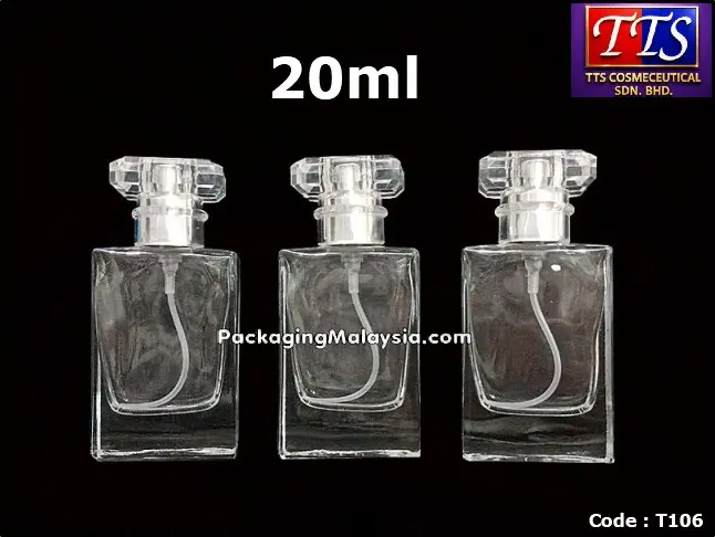 T106 20ml botol minyak wangi spray press clip perak